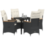 Set de Comedor de Jardín de 5 Piezas con Cojines Negro Poliratán | Foro24.es | Tu tienda online para hogar, jardín y más Foro24.es
