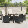 Set de Comedor de Jardín de 5 Piezas con Cojines Negro Poliratán | Foro24.es | Tu tienda online para hogar, jardín y más Foro24.es