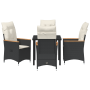 Set de Comedor de Jardín de 5 Piezas con Cojines Negro Poliratán de , Sillas de jardín - Ref: Foro24-3379605, Precio: 492,57 €