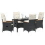 Juego de comedor de jardín de 5 piezas con cojines de poliratán negro | Foro24.es | Tu tienda online para hogar, jardín y más Foro24.es