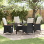 Conjunto de Comedor de Jardín de 5 Piezas con Cojines de Ratán Poliéster Negro | Foro24.es | Tu tienda online para hogar, jardín y más Foro24.es