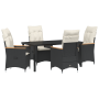 Conjunto de Comedor de Jardín de 5 Piezas con Cojines de Ratán Poliéster Negro | Foro24.es | Tu tienda online para hogar, jardín y más Foro24.es