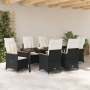 Conjunto de Comedor de Jardín de 7 Piezas con Cojines Ratán PE