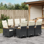 Set de Comedor de Jardín de 9 Piezas con Cojines Negro Poliratán | Foro24.es | Tu tienda online para hogar, jardín y más Foro24.es