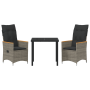 Set de 3 piezas de comedor de jardín con cojines gris de poliratán de , Sillas de jardín - Ref: Foro24-3379618, Precio: 307,9...