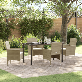 Conjunto de Comedor de Jardín de 5 Piezas Beige de Poliratán by , Garden chairs - Ref: Foro24-3379740, Price: 360,29 €, Disco...