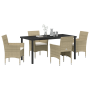 Conjunto de Comedor de Jardín de 5 Piezas Beige de Poliratán by , Garden chairs - Ref: Foro24-3379740, Price: 366,84 €, Disco...