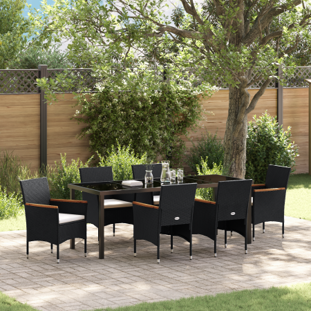Juego de Comedor de Jardín de 7 Piezas Negro Poliratán von , Gartenstühle - Ref: Foro24-3379755, Preis: 425,15 €, Rabatt: %