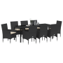 Juego de Comedor de Jardín de 9 Piezas con Cojines de Ratán Sintético Negro by , Garden chairs - Ref: Foro24-3379771, Price: ...