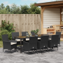 Juego de Comedor de Jardín de 9 Piezas con Cojines de Ratán Sintético Negro by , Garden chairs - Ref: Foro24-3379771, Price: ...