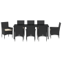 Juego de Comedor de Jardín de 9 Piezas con Cojines de Ratán Sintético Negro by , Garden chairs - Ref: Foro24-3379771, Price: ...