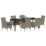 Conjunto de Comedor de Jardín de 7 Piezas con Cojines de Ratán Polimérico Gris de , Sillas de jardín - Ref: Foro24-3379791, P...