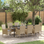 Conjunto de Comedor de Jardín de 9 Piezas con Cojines de Ratán Sintético Beige | Foro24.es | Tu tienda online para hogar, jardín y más Foro24.es
