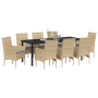 Conjunto de Comedor de Jardín de 9 Piezas con Cojines de Ratán Sintético Beige | Foro24.es | Tu tienda online para hogar, jardín y más Foro24.es