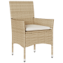 Conjunto de Comedor de Jardín de 7 Piezas con Cojines Beige Poliratán, Mesa de Jardín Negra 200x80x73 cm Vidrio Templado von ...