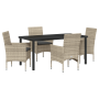 Juego de Comedor de Jardín de 5 Piezas con Cojines de Ratán Sintético Gris Claro | Foro24.es | Tu tienda online para hogar, jardín y más Foro24.es