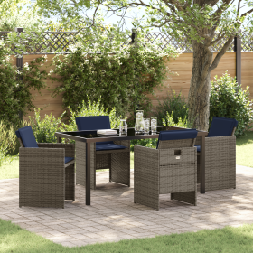 Conjunto de Comedor de Jardín de 5 Piezas con Cojines, Poliratán Gris von , Gartenstühle - Ref: Foro24-3379970, Preis: 293,53...
