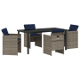 Conjunto de Comedor de Jardín de 5 Piezas con Cojines, Poliratán Gris von , Gartenstühle - Ref: Foro24-3379970, Preis: 293,53...