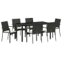 Juego de Comedor de Jardín de 7 Piezas con Cojines, Poliratán Negro by , Garden sets - Ref: Foro24-3380082, Price: 455,09 €, ...
