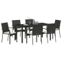 Juego de Comedor de Jardín de 7 Piezas con Cojines, Poliratán Negro by , Garden sets - Ref: Foro24-3380082, Price: 455,09 €, ...