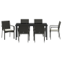 Juego de Comedor de Jardín de 7 Piezas con Cojines, Poliratán Negro by , Garden sets - Ref: Foro24-3380082, Price: 455,09 €, ...