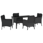 Set de Comedor de Jardín de 5 Piezas con Cojines Rattan Poliéster Negro by , Garden chairs - Ref: Foro24-3380150, Price: 496,...
