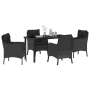 Set de Comedor de Jardín de 5 Piezas con Cojines Rattan Poliéster Negro by , Garden chairs - Ref: Foro24-3380150, Price: 496,...