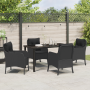 Set de Comedor de Jardín de 5 Piezas con Cojines Rattan Poliéster Negro by , Garden chairs - Ref: Foro24-3380150, Price: 496,...
