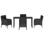 Set de Comedor de Jardín de 5 Piezas con Cojines Rattan Poliéster Negro by , Garden chairs - Ref: Foro24-3380150, Price: 496,...
