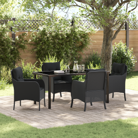 Conjunto de comedor de jardín de 5 piezas con cojines Negro Poliratán von , Gartenstühle - Ref: Foro24-3380151, Preis: 502,37...