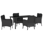 Conjunto de comedor de jardín de 5 piezas con cojines Negro Poliratán by , Garden chairs - Ref: Foro24-3380151, Price: 502,37...