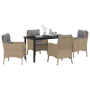 Juego de Comedor de Jardín de 5 Piezas con Cojines Beige Rattan Policarbonato | Foro24.es | Tu tienda online para hogar, jardín y más Foro24.es