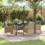 Set de Comedor Jardín de 5 Piezas con Cojines Color Beige de