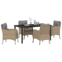 Set de Comedor Jardín de 5 Piezas con Cojines Color Beige de Rattan Polímero by , Garden chairs - Ref: Foro24-3380179, Price:...