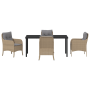 Set de Comedor Jardín de 5 Piezas con Cojines Color Beige de Rattan Polímero by , Garden chairs - Ref: Foro24-3380179, Price:...