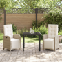 Juego de comedor de jardín de 3 piezas con cojines beige de ratán sintético by , Garden chairs - Ref: Foro24-3380330, Price: ...