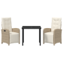 Juego de comedor de jardín de 3 piezas con cojines beige de ratán sintético by , Garden chairs - Ref: Foro24-3380330, Price: ...