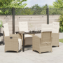 Conjunto de Comedor de Jardín de 5 Piezas con Cojines Beige de Ratán Poliéster de , Sillas de jardín - Ref: Foro24-3380332, P...