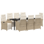 Juego de Comedor de Jardín de 9 Piezas con Cojines Beige de Ratán Sintético by , Garden chairs - Ref: Foro24-3380336, Price: ...
