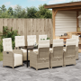 Juego de Comedor de Jardín de 9 Piezas con Cojines Beige de Ratán Sintético by , Garden chairs - Ref: Foro24-3380336, Price: ...