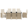 Juego de Comedor de Jardín de 9 Piezas con Cojines Beige de Ratán Sintético by , Garden chairs - Ref: Foro24-3380336, Price: ...