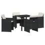 Juego de Comedor de Jardín de 5 Piezas con Cojines Negro Ratán Polietileno | Foro24.es | Tu tienda online para hogar, jardín y más Foro24.es