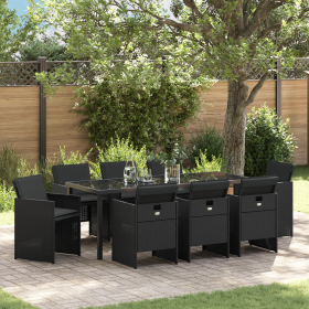 juego de comedor de jardín de 9 piezas con