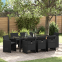 juego de comedor de jardín de 9 piezas con cojines poliratán negro, mesa de jardín  negra 200x80x73 cm vidrio templado | Foro24.es | Tu tienda online para hogar, jardín y más Foro24.es