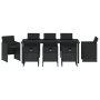 juego de comedor de jardín de 9 piezas con cojines poliratán negro, mesa de jardín  negra 200x80x73 cm vidrio templado | Foro24.es | Tu tienda online para hogar, jardín y más Foro24.es