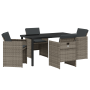 Juego de Comedor de Jardín de 5 Piezas con Cojines Grises de Poliratán de , Sillas de jardín - Ref: Foro24-3380598, Precio: 2...