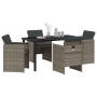 Juego de Comedor de Jardín de 5 Piezas con Cojines Grises de Poliratán de , Sillas de jardín - Ref: Foro24-3380598, Precio: 2...