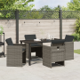 Juego de Comedor de Jardín de 5 Piezas con Cojines Grises de Poliratán de , Sillas de jardín - Ref: Foro24-3380598, Precio: 2...