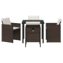 Conjunto de Comedor de Jardín  de 5 Piezas con Cojines Marrón Poliratán, Mesa de Jardín  Negra 80x80x73 cm Vidrio Templado | Foro24.es | Tu tienda online para hogar, jardín y más Foro24.es