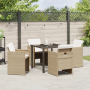 Juego de Comedor de Jardín de 5 Piezas con Cojines Beige Poliratán | Foro24.es | Tu tienda online para hogar, jardín y más Foro24.es